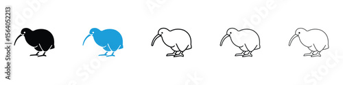 Kiwi bird icon in Editable stroke and solid flat vector pack