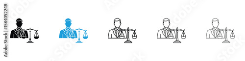 Lawyer icon in Editable stroke and solid flat vector pack