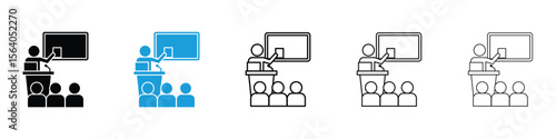 Lecture icon in Editable stroke and solid flat vector pack
