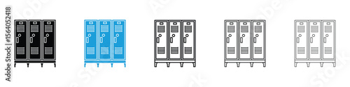 Lockers icon in Editable stroke and solid flat vector pack
