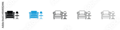 Lounge icon in Editable stroke and solid flat vector pack