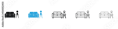 Lounge icon in Editable stroke and solid flat vector pack