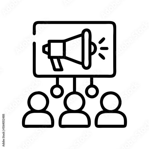 Marketing announcement with megaphone for business advertising and public relations event on transparent background