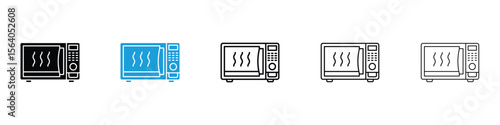 Microwave icon in Editable stroke and solid flat vector pack