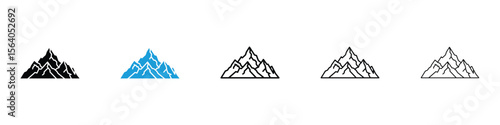 Mountain icon in Editable stroke and solid flat vector pack