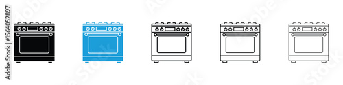 Oven icon in Editable stroke and solid flat vector pack