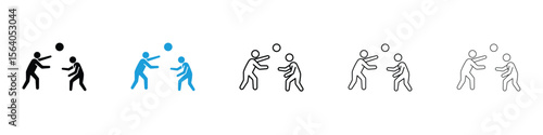 People playing Ball icon in Editable stroke and solid flat vector pack