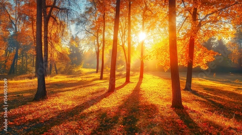 Sunny autumn day in the forest