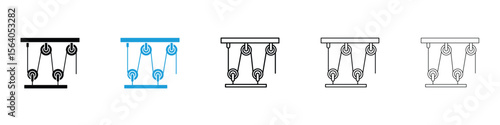 Pulley icon in Editable stroke and solid flat vector pack