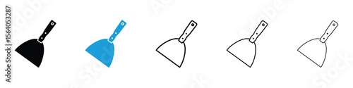 Putty knife icon in Editable stroke and solid flat vector pack