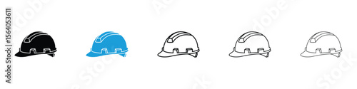 Safety helmet icon in Editable stroke and solid flat vector pack