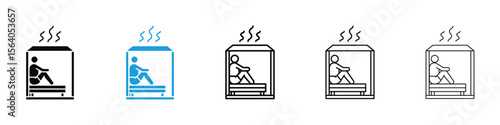 Sauna icon in Editable stroke and solid flat vector pack