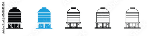 Silo icon in Editable stroke and solid flat vector pack