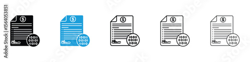 Smart contract icon in Editable stroke and solid flat vector pack