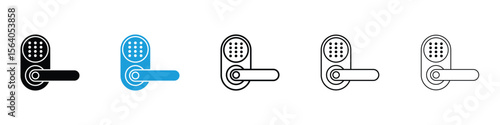 Smart lock icon in Editable stroke and solid flat vector pack