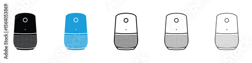 Smart speaker icon in Editable stroke and solid flat vector pack