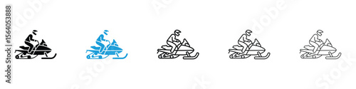 Snowmobile sport icon in Editable stroke and solid flat vector pack