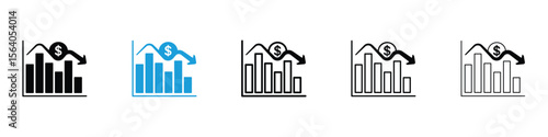 Stagflation icon in Editable stroke and solid flat vector pack