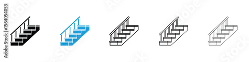 Stairs icon in Editable stroke and solid flat vector pack