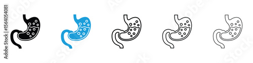 Stomach with Liquids icon in Editable stroke and solid flat vector pack
