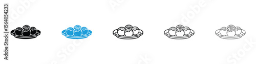 Takoyaki icon in Editable stroke and solid flat vector pack