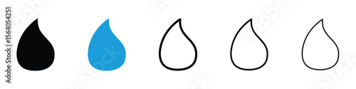Tear drop icon in Editable stroke and solid flat vector pack