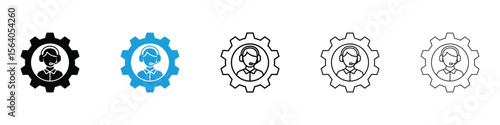 Tech support icon in Editable stroke and solid flat vector pack