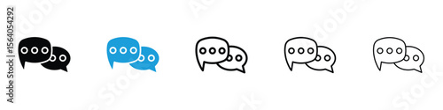 Text chat icon in Editable stroke and solid flat vector pack