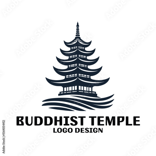 Buddhist Temple Vector Logo Design