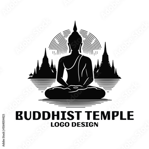 Buddhist Temple Vector Logo Design