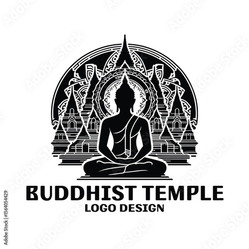 Buddhist Temple Vector Logo Design