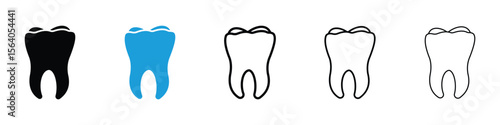Tooth icon in Editable stroke and solid flat vector pack