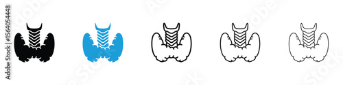 Thyroid icon in Editable stroke and solid flat vector pack