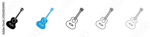 Ukulele icon in Editable stroke and solid flat vector pack