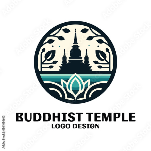 Buddhist Temple Vector Logo Design