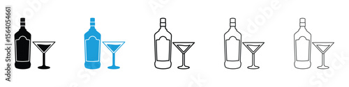 Vodka icon in Editable stroke and solid flat vector pack