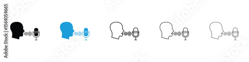 Voice control icon in Editable stroke and solid flat vector pack