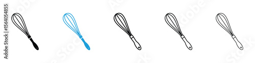 Whisk icon in Editable stroke and solid flat vector pack