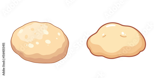 Set of vector illustrations of baked goods and dough ingredients  