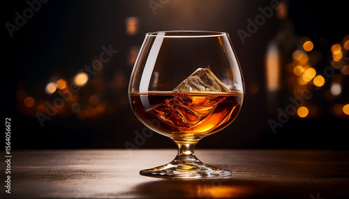 cognac in a glass on a dark background generated by ai