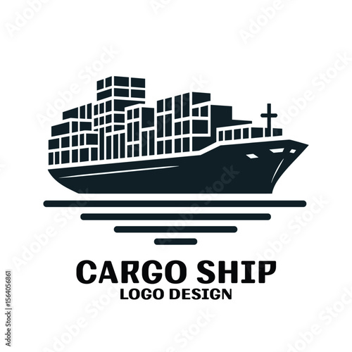 Cargo Ship Vector Logo Design 