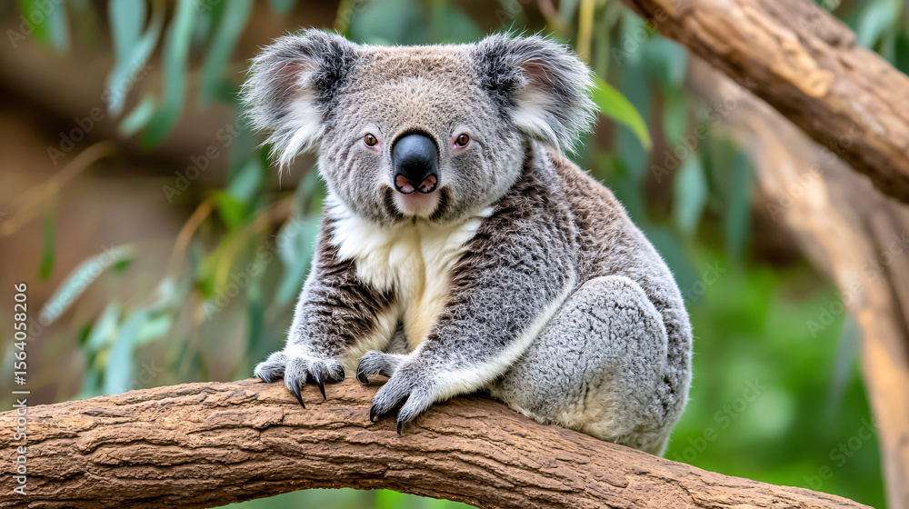 Fototapeta premium Adorable Koala Bear Sitting on a Tree Branch