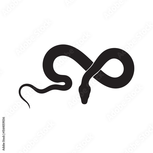 Black coiled snake silhouette isolated on white background silhouette