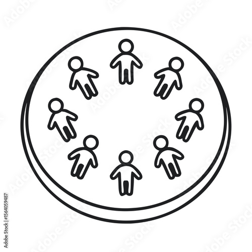 Circular Serving Tray Featuring Small Human Figures Arranged Symmetrically