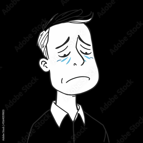 a man with intense sadness with tearing eyes