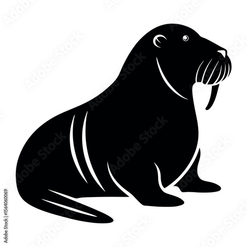 Majestic Walrus Silhouette Arctic Animal Icon Vector Illustration