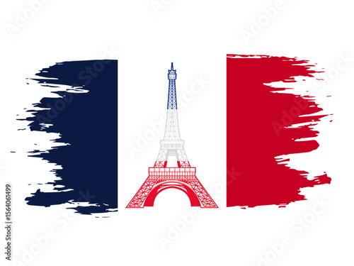 Eiffel Tower, France, French flag, National pride, Red, white, and blue, Paris, French culture, French identity, French patriotism, French symbols, France design, Iconic landmarks