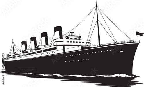 Silhouette of Vintage Ocean Liner Vector Illustration