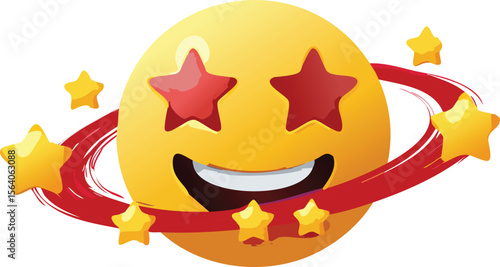 Dizzy Starstruck Emoji Twirling with Sparkling Eyes