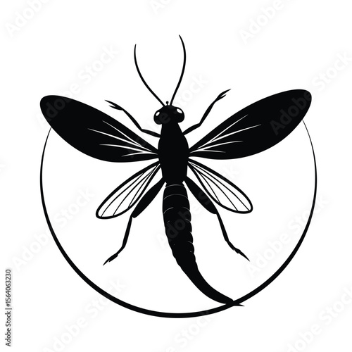 mayfly nymph silhouette vector 